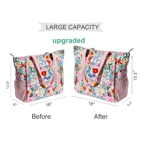 ESVAN Yoga Mat Bag Yoga Tote Carrier Shoulder Bag Carryall Tote for Office,Yoga,Pilates,Travel,Beach and Gym - color: A Pink Flower
