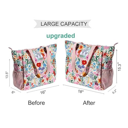 ESVAN Yoga Mat Bag Yoga Tote Carrier Shoulder Bag Carryall Tote for Office,Yoga,Pilates,Travel,Beach and Gym - color: A Pink Flower