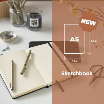 SAKURA Gelly Roll Metallic 10 Pack and A5 Sketchbook Black Art Bundle