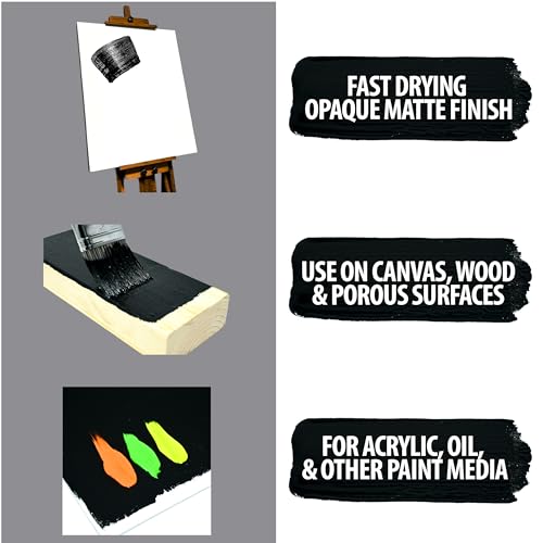 Handy Art Acrylic Gesso, 32 oz, Black, Primer for Canvas, Wood, & Artist Painting Surfaces, Enhances Acrylic Paint Adhesion, Low Viscosity, Thick Coverage, Certified Safe & AP Non-Toxic, Made in US - color: Black Gesso, size: 32 Fl Oz (Pack of 1)