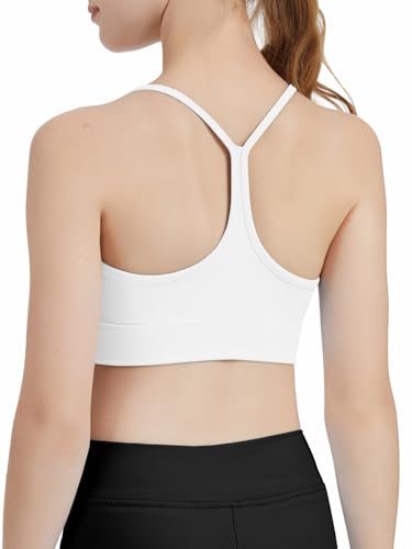 CharmWM Girls Sports Training Vest Spaghetti Strap Y Back Bra Yoga Crop Tank Top for Teens Kids 2-14 Years - color: White, size: 13-14 Years