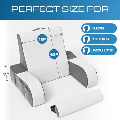 Kolbs Wedge Reading Pillow, Cushion with Arms for TV, Books, Nursing, Back - Bed Pillow for Sitting Up in Comfort, Plush Backrest Pillow. Sit Up in Comfort. (19" Wedge Reading - Grey) - size: 19" Wedge Reading - Grey