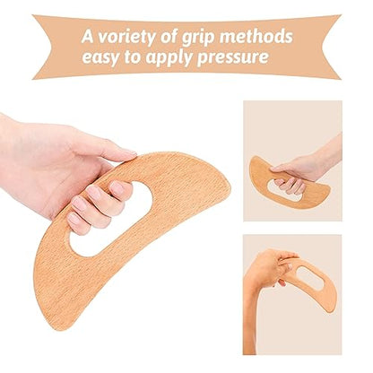 Mozeat Lens Body Gua Sha Tool Wooden Lymphatic Drainage Massager - color: Style-b