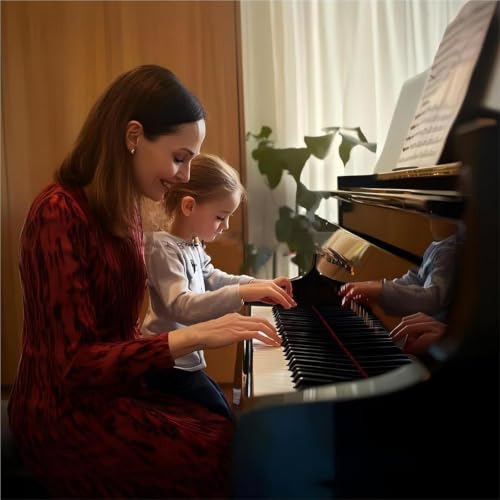 Duet Piano Bench with Storage, Wooden Piano Stool with Waterproof Padded Cushion, Bench Seat for Vanity, Living Room, Bedroom (Wood) - color: Duet-wood
