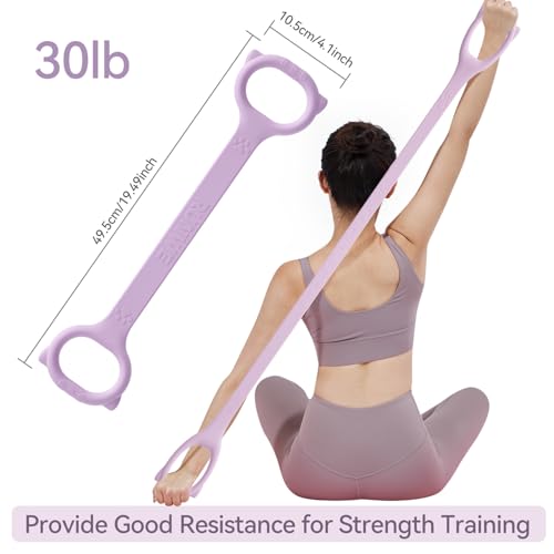 Figure 8 Workout Resistance Band - 3 Elasticities Optional 20 30 40lb, Thicker Durable Arm Back Shoulder Exercise Elastic Rope Yoga Straps Pilates Flexbands, Physical Therapy Stretch Bands - color: 30LB Purple