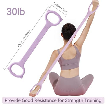 Figure 8 Workout Resistance Band - 3 Elasticities Optional 20 30 40lb, Thicker Durable Arm Back Shoulder Exercise Elastic Rope Yoga Straps Pilates Flexbands, Physical Therapy Stretch Bands - color: 30LB Purple