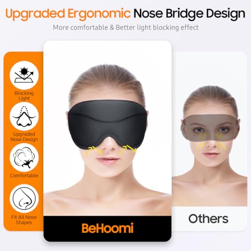 Sleep Mask, Premium Eye Mask for Sleeping, Total Blackout, Super Soft Comfort, Adjustable Fit, Upgraded 3D Ergonomic Designed Sleeping Mask for Home, Office, Travel, Meditation, Yoga, Black - color: Black