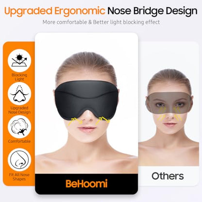 Sleep Mask, Premium Eye Mask for Sleeping, Total Blackout, Super Soft Comfort, Adjustable Fit, Upgraded 3D Ergonomic Designed Sleeping Mask for Home, Office, Travel, Meditation, Yoga, Black - color: Black