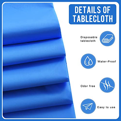 Eleclassi Royal Blue 12 Pack Premium Round Disposable Tablecloth - 84 Inch Round Plastic Table Cloths for Parties - color: Royal Blue, size: 12 Pack Round