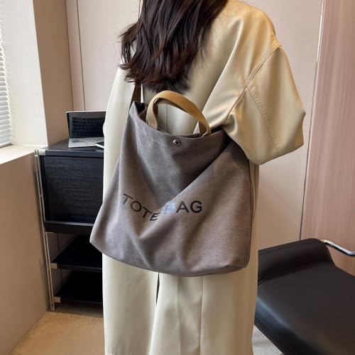 Canvas Retro Tote Bag - Large Capacity Commuter Handbag and Shoulder Bag - color: Gray