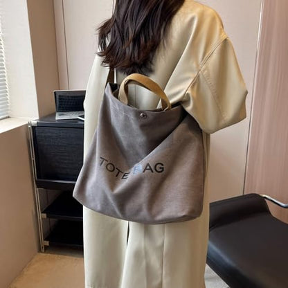 Canvas Retro Tote Bag - Large Capacity Commuter Handbag and Shoulder Bag - color: Gray