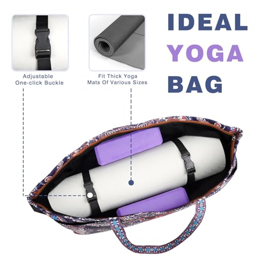 Yoga Mat Bag Yoga Mat Carrier with Shoes Compartment & Wet Pocket Pilates Bag with Zipper Pockets & Yoga Mat Holder Strap Yoga Bags and Carriers Fits All Your Stuff - color: Ancient Totem