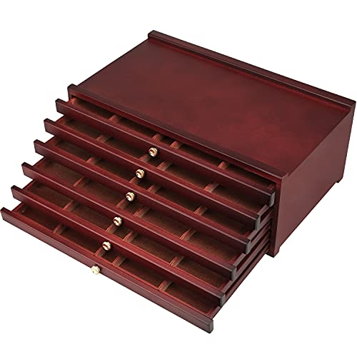 MEEDEN Art Supply Storage Box: 6 Drawers Pencil Organizer Craft Storage | Beech Wood Multifunctional Organizer Box with Compartments for Pastels, Colored Pencils, Pens, Makeup Brushes-Deep Walnut - size: 6 Layer Drawers