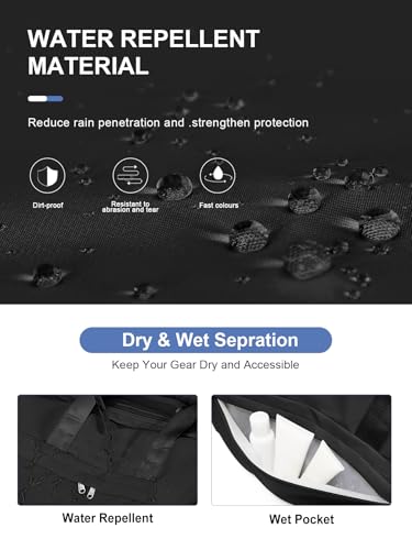 Gym Bag for Women with Shoe Compartment, Sport Travel Duffel Bag for Men - color: Black