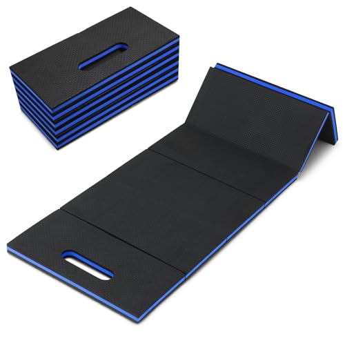 Ptwola Foldable EVA Mat with Carrying Handle, 2.5cm Thick Foam Cushion - color: Blue Border