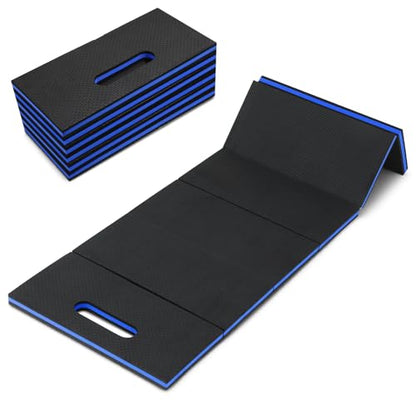 Ptwola Foldable EVA Mat with Carrying Handle, 2.5cm Thick Foam Cushion - color: Blue Border