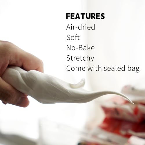 Air Dry Clay Lightweight, Flexible Modeling Clay for Adults Arts and Crafts | Professional & Moldable, Soft & No-Stick, Polymer Clay for Sculpting, Molding,Anime Figures,Making Costumes,DIY Projects - color: White