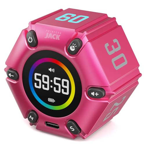 Smart FILP Pomodoro Timer 3/5/10/25/30/60min Preset, Silent & Sound Alarm - color: Hot Pink