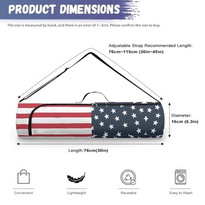 Yoga Mat Bag for Women & Men Full-Zip Yoga Mat Carrier Bag for Class Workout Park with Adjustable Strap - color: American Flag0