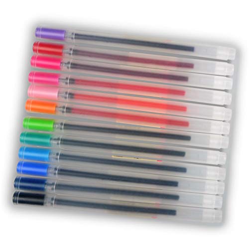 bouti1583 Gel Pens [0.5mm] 12 Colors Pack Ink Ball Point Pen For Office School Stationery Supply
