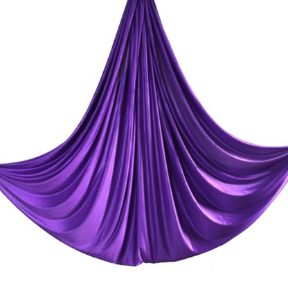 Aerial Yoga Hammock L:5M W:2.8M 5.5 Yards Aerial Pilates Silk Yoga Swing Set with 2000 Ibs Load Include Daisy Chain, Pose Guide - color: Deep Purple