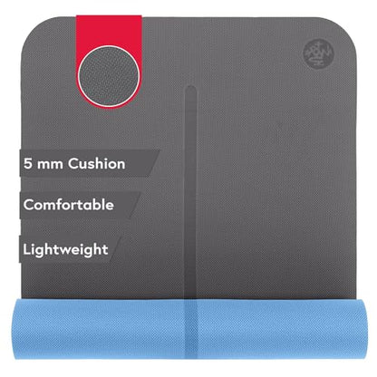 Manduka Begin Yoga Mat 68" - 5mm Cushioning | Comfortable, Lightweight & Reversible with Alignment Stripe | Budget-Friendly | 68 x 24 inches - style: Steel Grey Mat