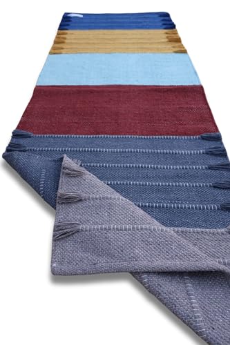 Jaipur Art & Rugs Cotton Yoga Rug - Eco-Friendly Hand-Woven Thick Mat (24”x72”x5mm) for Everyday Fitness at Home - Comfortable & Extra-Long - color: Multicolor 5