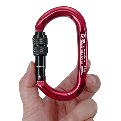 GM CLIMBING 16mm Nylon Daisy Chain Sling 22kN 120cm / 48in CE UIAA Certified for Leading Aid Climb Ascender Rigging Hammock Suspension - color: Kit | Orange Sling, Screw Lock