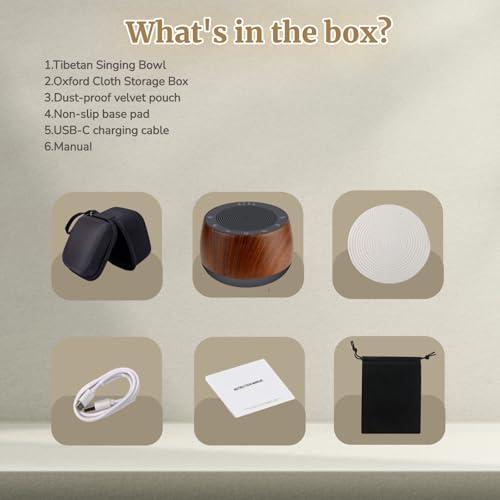 Cordless Automatic Tibetan Singing Bowl,256HZ-432HZ-528HZ 9 Tones 4-Speed Auto-Off Timer,Full Touch Glow Buttons,2000mAh Battery,Deep Ethereal Sound,Yoga,Meditation,Stress Relief (Wooden) - color: Wooden