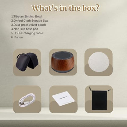 Cordless Automatic Tibetan Singing Bowl,256HZ-432HZ-528HZ 9 Tones 4-Speed Auto-Off Timer,Full Touch Glow Buttons,2000mAh Battery,Deep Ethereal Sound,Yoga,Meditation,Stress Relief (Wooden) - color: Wooden