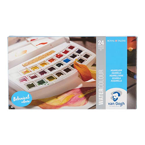 Van Gogh Watercolor Paint Set, Plastic Pocketbox, 24-Half Pan Botanical Selection - color: 24 Botanical (Plastic Pocketbox), style: Half Pan