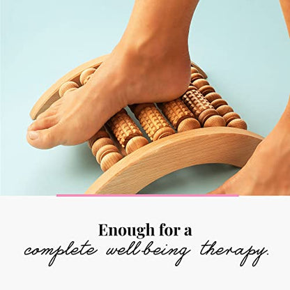 Tuuli Accessories - Wooden Foot Massager, Grooved Muscle Roller, Helps Ease Muscle Tension and Improve Blood Circulation, Natural Wood Therapy Massage Tools, 29 x 24.5 cm - size: XL