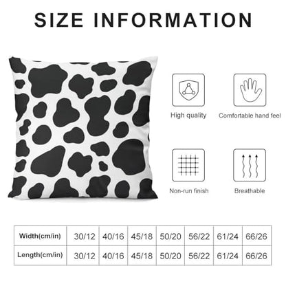 Animal Cow Print White Black Spot Throw Pillow Covers 18x18 Inch - color: Animal Cow Print White Black Spot