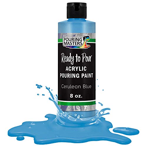 Pouring Masters Cerulean Blue Ready to Pour Acrylic Pouring Paint - Premium 8-Ounce Pre-Mixed Fluid Acrylic Paint - Fluid Art Supplies for Canvas, Wood, Paper, Tile & Rocks - color: Cerulean Blue