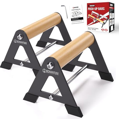 Wooden Push Up Bars for Floor, 6.5 Inch, 500 lb, Black, 2 PCS Set