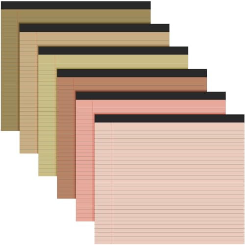 6 Pcs 11" x 9.5" Legal Pads College Ruled Notepad Landscape Notebook Horizontal Lined Notebook 80 Gsm Assorted Colors Paper Pastel Writing Pads for School Office, 40 Sheet (Stylish Color) - color: Stylish Color
