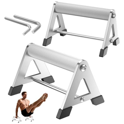 Push Up Stand, Pushup Handles for Strength Training, Heavy-duty Stainless Steel Push Up Bars Gym Exercise Equipment, Hold Up to 500lbs, 1 Pair - color: Aluminum handle Silver