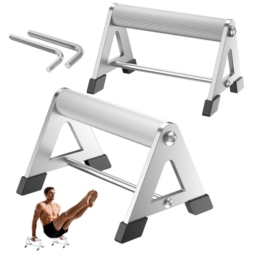 Push Up Stand, Pushup Handles for Strength Training, Heavy-duty Stainless Steel Push Up Bars Gym Exercise Equipment, Hold Up to 500lbs, 1 Pair - color: Aluminum handle Silver