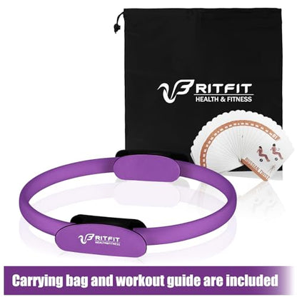 RitFit Pilates Ring 14 Inch Magic Fitness Circle for Inner Thigh Toning | Bonus Workout Guide & Storage Bag Included, Lightweight & Portable, Pilates Yoga Full Body Toning - style: Purple