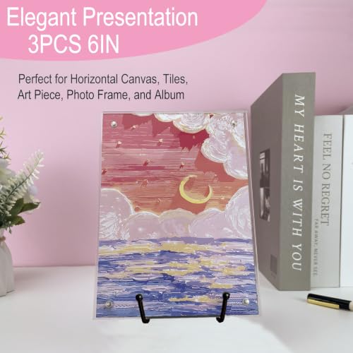 HENABLE 3PCS Premium Black Iron Plate Stands for Display 6 Inch, Decorative Metal Plate Holders for Displaying, Mini Easel Stand, Frame, Book, Card, Photo Easel, Picture Stands for Display - size: 3PCS 6IN