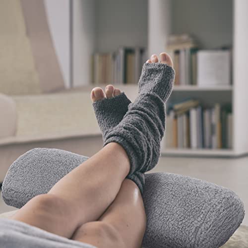 Sintuff Recliner Leg Rest Cushion Sofa Footrest Pillow with Cover Half Moon Bolster Pillow Under Knee Pillow for Sleeping On Back Alleviating Pain, 19.7 x 8 x 3.5 Inch (Dark Gray) - color: Dark Gray