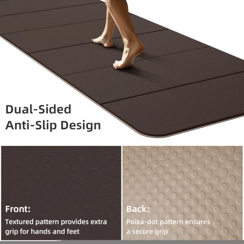 HAHE Extra Wide Folding Exercise Mat 75"x40"x0.4" TPE Fitness Mat - color: Milk Coffee & Brown