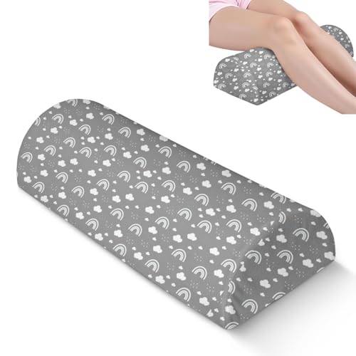 Knee Pillow for Back Sleeping – Half Moon Bolster Pillow for Under Knee While Sleeping Support, Leg & Back Pain Relief (21.5x9x5 Inches) - color: Light Grey