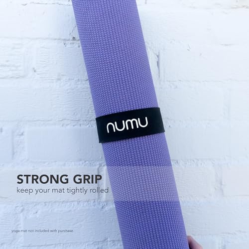 Numu Yoga Mat Strap Slap Band - Easy Snap On to Keep Exercise Mat Tightly Rolled and Secured for Yoga Mat Storage and Travel - color: Black
