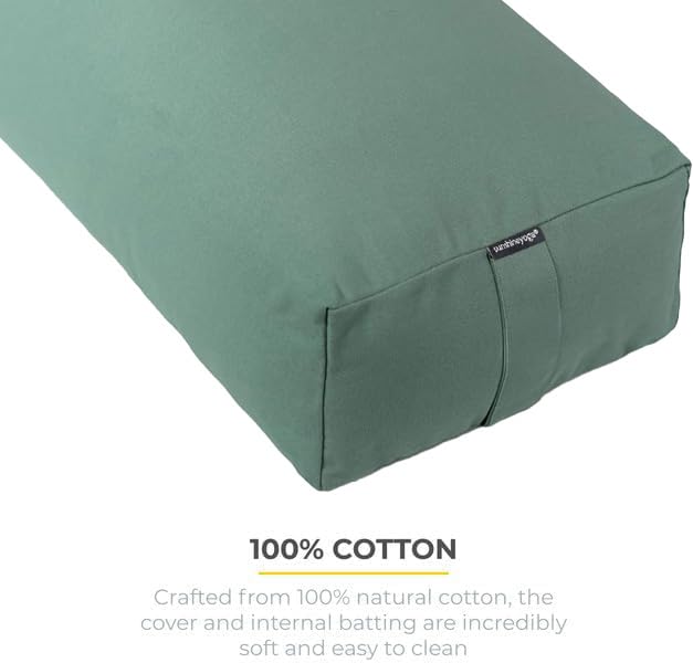 Firm Large Yoga Bolster, 24x12x6in - color: Sage - Zippered Cover, size: 2 Pack