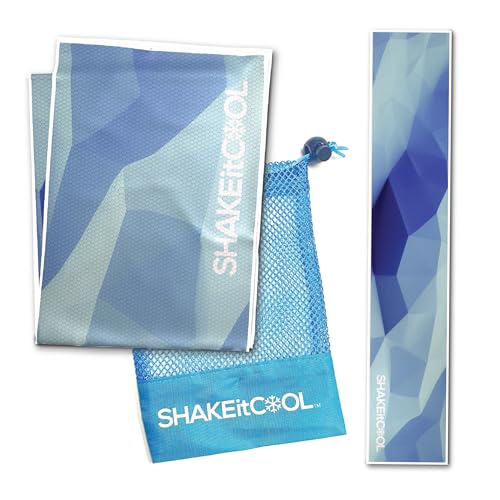 SHAKEitCOOL 오리지널 쿨링 타월 - 멋진 스타일 - 열 완화, 부드러움, 경량, 자외선 차단, 쉬운 세척 - 자전거 타기, 달리기, 요가, 체육관, 원예에 적합 - 블루 프랙탈 - color: 블루 프랙탈