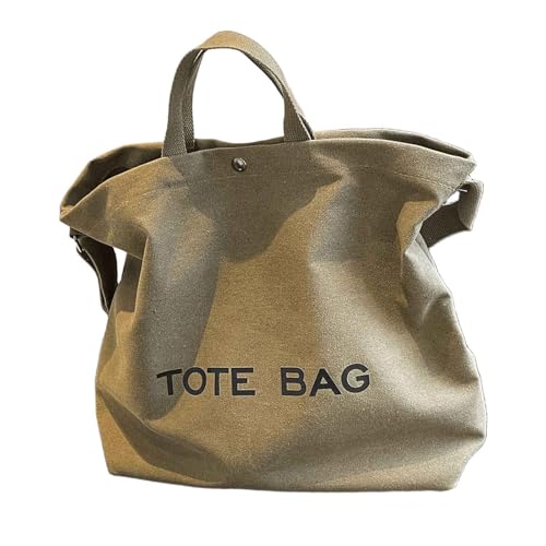 Canvas Retro Tote Bag - Large Capacity Commuter Handbag and Shoulder Bag - color: Gree