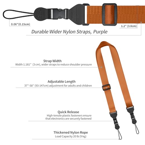 FIEIL Adjustable Shoulder Strap, Nylon Camera Strap, Comfortable Neck Strap for iPad, Cellphone Tablet, Camera, Laptop, Binocular, Luggage Bag (Brown Universal Lanyard) - color: Brown