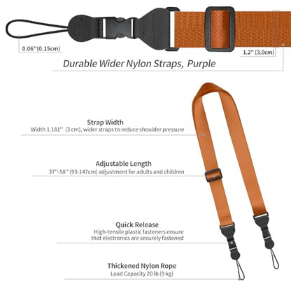 FIEIL Adjustable Shoulder Strap, Nylon Camera Strap, Comfortable Neck Strap for iPad, Cellphone Tablet, Camera, Laptop, Binocular, Luggage Bag (Brown Universal Lanyard) - color: Brown
