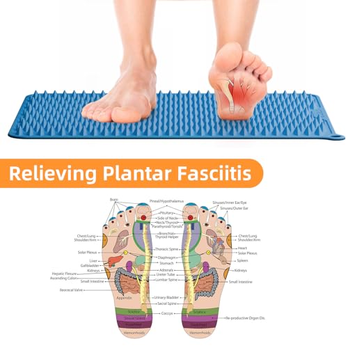 Acupressure Mat for Foot Massage, Silicone Foot Reflexology Mat | Portable Feet Mat for Plantar Fasciitis Relief and Muscle Relaxation - color: Blue